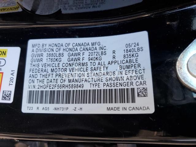 Photo 6 of 2024 HONDA CIVIC SPORT (VIN 2HGFE2F56RH589849)