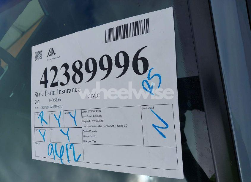 Photo 17 of 2024 Honda Civic SPORT (VIN 2HGFE2F56RH596073)