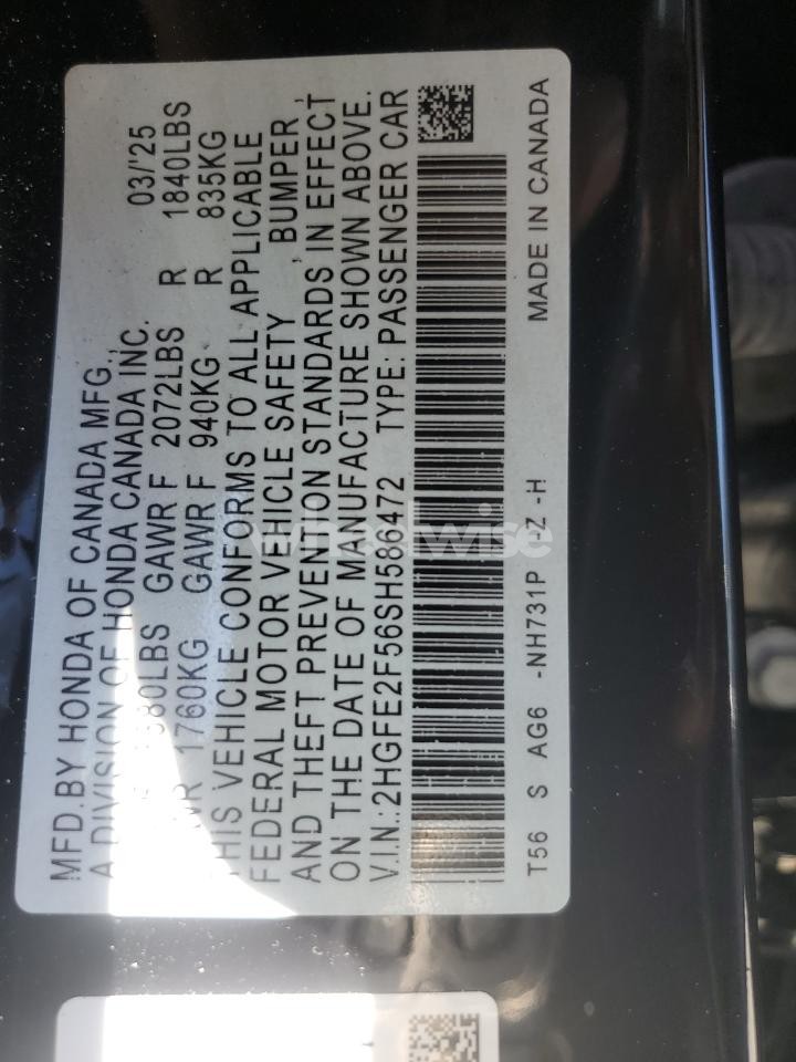 Photo 12 of 2025 HONDA CIVIC SPORT (VIN 2HGFE2F56SH586472)