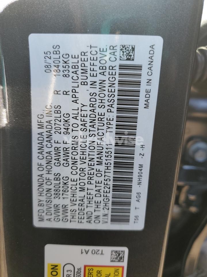Photo 13 of 2026 HONDA CIVIC SPORT (VIN 2HGFE2F57TH515511)
