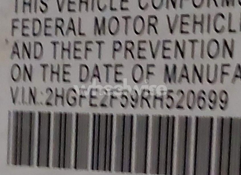 Photo 9 of 2024 Honda Civic SPORT (VIN 2HGFE2F59RH520699)