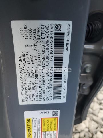 Photo 8 of 2025 HONDA CIVIC SPORT (VIN 2HGFE2F59SH565552)