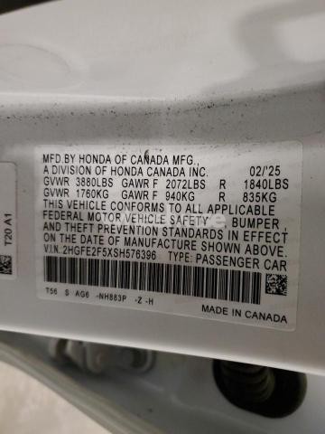 Photo 7 of 2025 HONDA CIVIC SPORT (VIN 2HGFE2F5XSH576396)