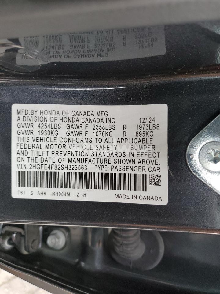Photo 12 of 2025 HONDA CIVIC SPORT (VIN 2HGFE4F82SH323563)