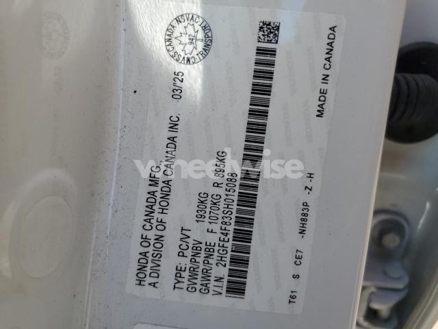 Photo 5 of 2025 HONDA CIVIC SPORT (VIN 2HGFE4F83SH015088)