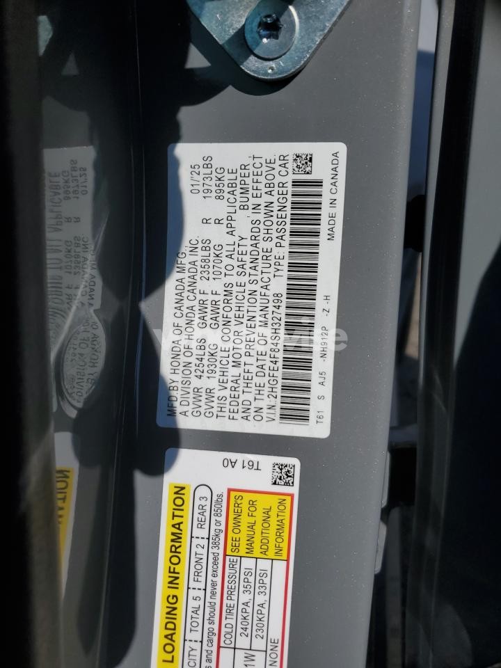 Photo 13 of 2025 HONDA CIVIC SPORT (VIN 2HGFE4F84SH327498)