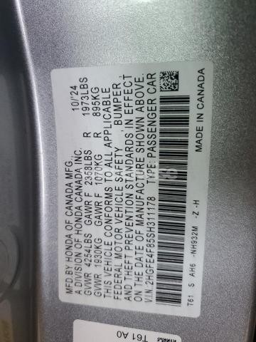 Photo 6 of 2025 HONDA CIVIC SPORT (VIN 2HGFE4F85SH311178)