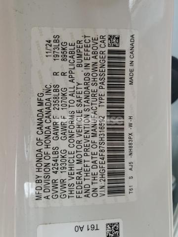 Photo 3 of 2025 HONDA CIVIC SPORT (VIN 2HGFE4F87SH316592)