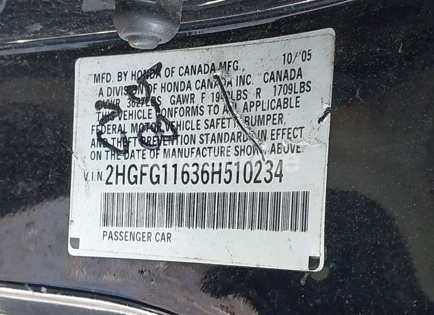 Photo 9 of 2006 Honda Civic LX (VIN 2HGFG11636H510234)