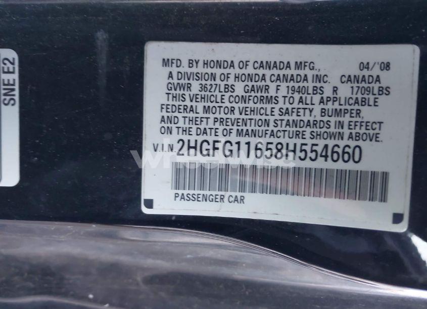 Photo 9 of 2008 Honda Civic LX (VIN 2HGFG11658H554660)