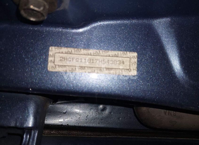 Photo 9 of 2007 Honda Civic EX (VIN 2HGFG11817H543834)