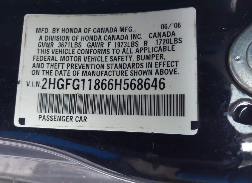 Photo 9 of 2006 Honda Civic EX (VIN 2HGFG11866H568646)