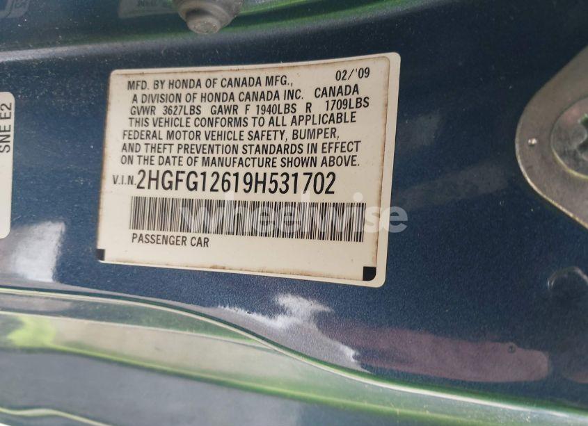 Photo 9 of 2009 Honda Civic LX (VIN 2HGFG12619H531702)