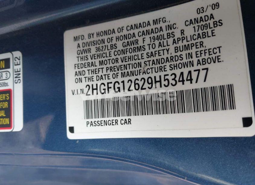 Photo 9 of 2009 Honda Civic LX (VIN 2HGFG12629H534477)