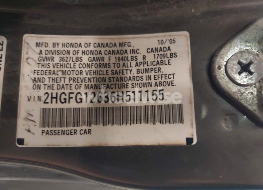 Photo 9 of 2006 Honda Civic LX (VIN 2HGFG12636H511155)