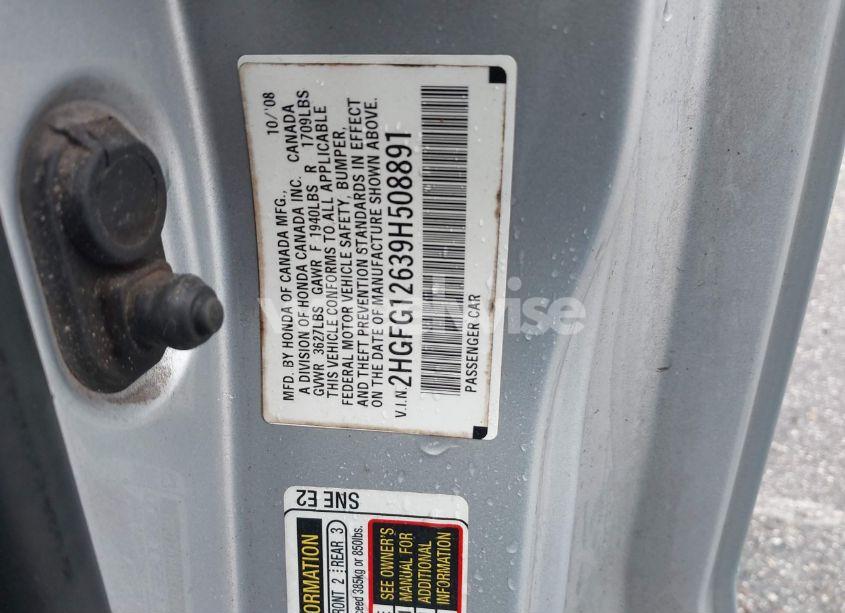 Photo 9 of 2009 Honda Civic LX (VIN 2HGFG12639H508891)