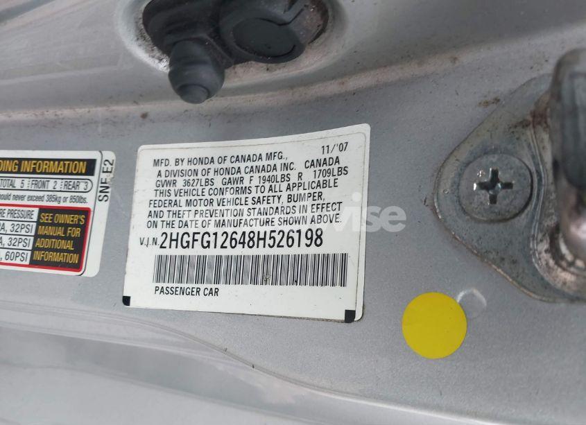 Photo 9 of 2008 Honda Civic LX (VIN 2HGFG12648H526198)