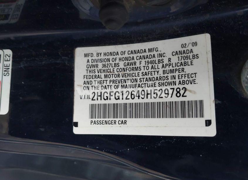 Photo 9 of 2009 Honda Civic LX (VIN 2HGFG12649H529782)