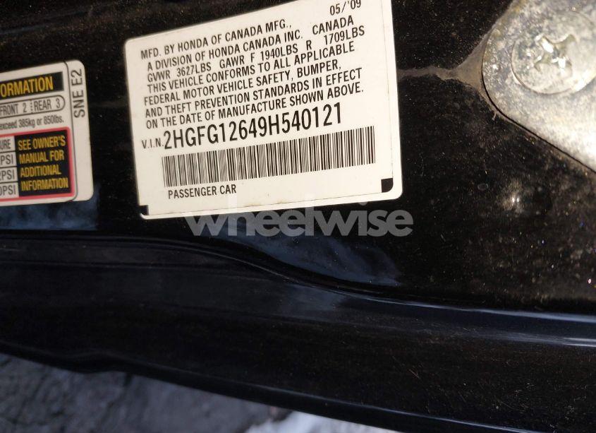 Photo 9 of 2009 Honda Civic LX (VIN 2HGFG12649H540121)