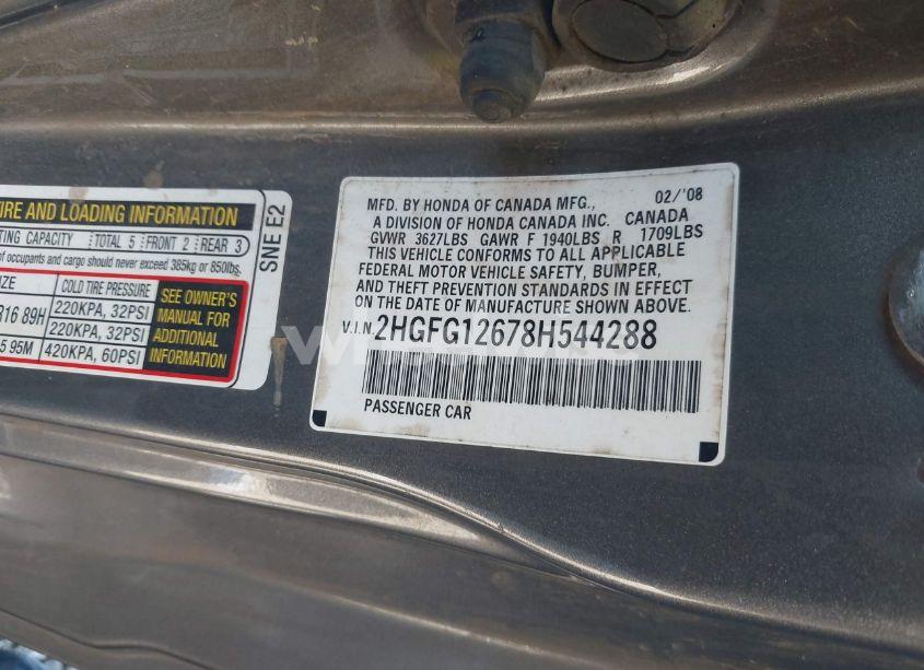 Photo 9 of 2008 Honda Civic LX (VIN 2HGFG12678H544288)