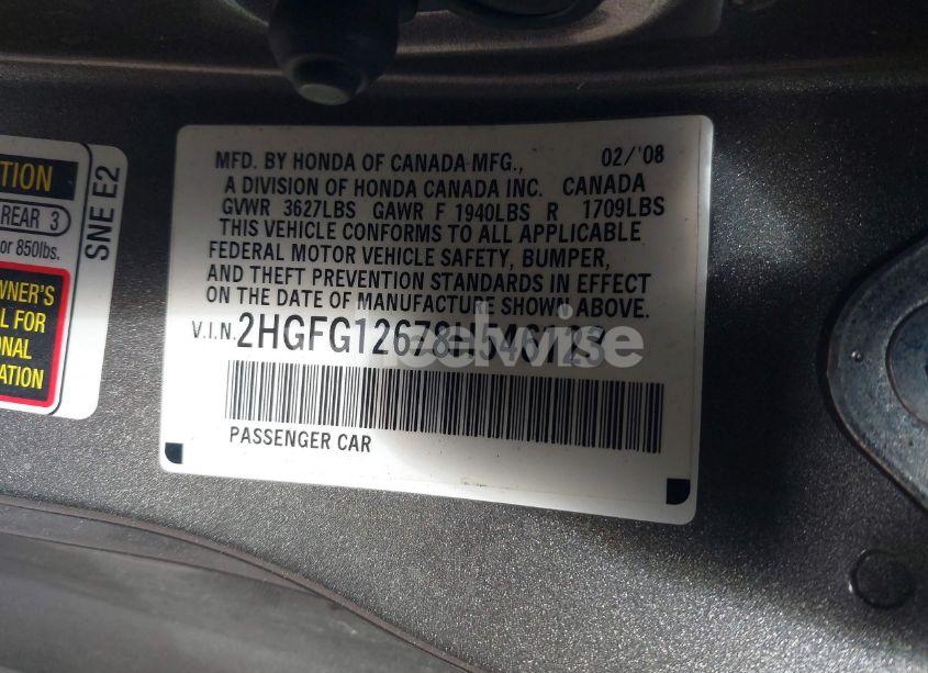 Photo 9 of 2008 Honda Civic LX (VIN 2HGFG12678H546123)