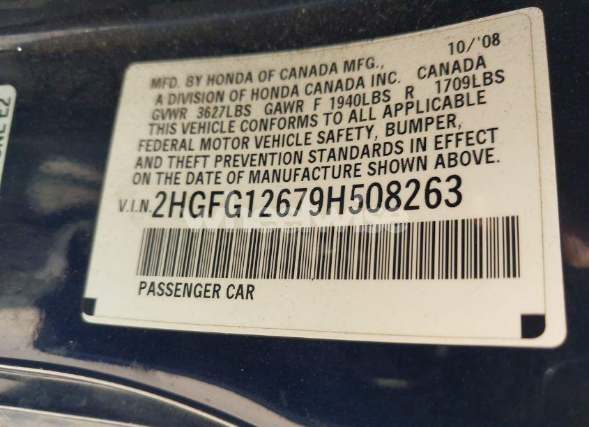 Photo 9 of 2009 Honda Civic LX (VIN 2HGFG12679H508263)
