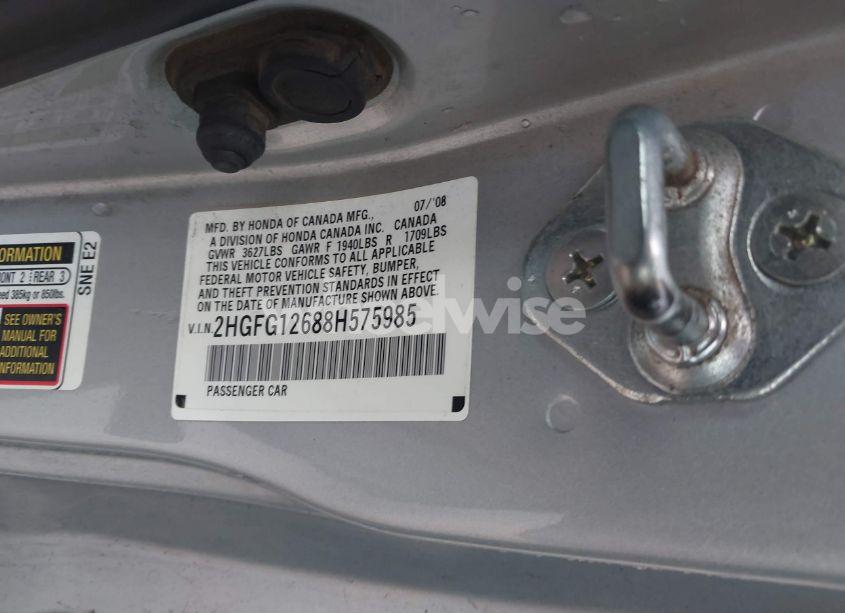 Photo 9 of 2008 Honda Civic LX (VIN 2HGFG12688H575985)