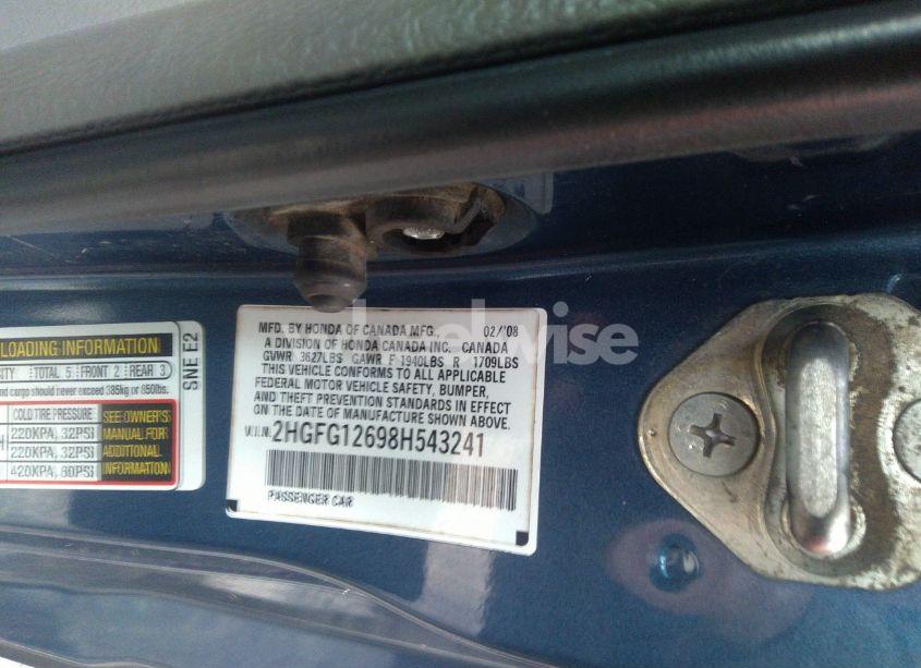 Photo 9 of 2008 Honda Civic LX (VIN 2HGFG12698H543241)