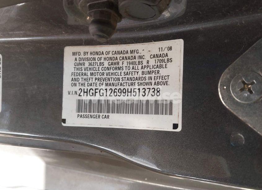 Photo 9 of 2009 Honda Civic LX (VIN 2HGFG12699H513738)