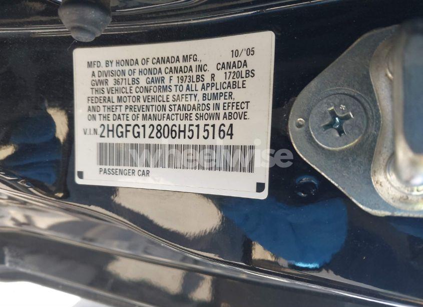 Photo 9 of 2006 Honda Civic EX (VIN 2HGFG12806H515164)