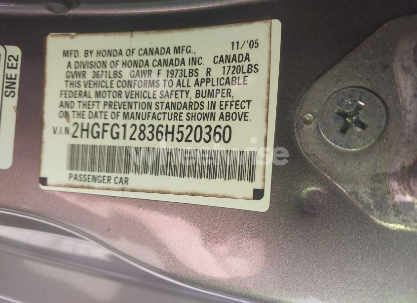 Photo 9 of 2006 Honda Civic EX (VIN 2HGFG12836H520360)