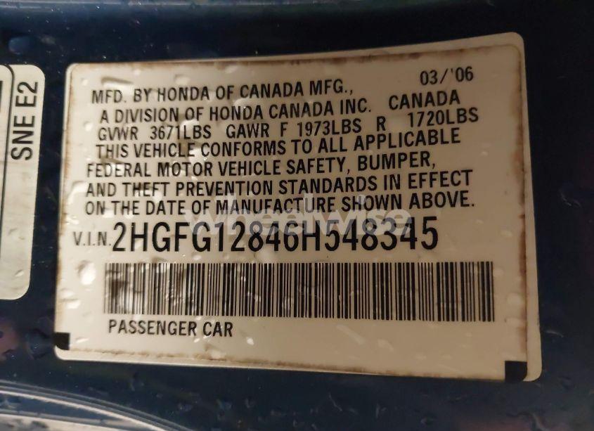 Photo 9 of 2006 Honda Civic EX (VIN 2HGFG12846H548345)