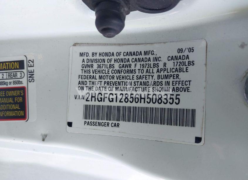 Photo 9 of 2006 Honda Civic EX (VIN 2HGFG12856H508355)