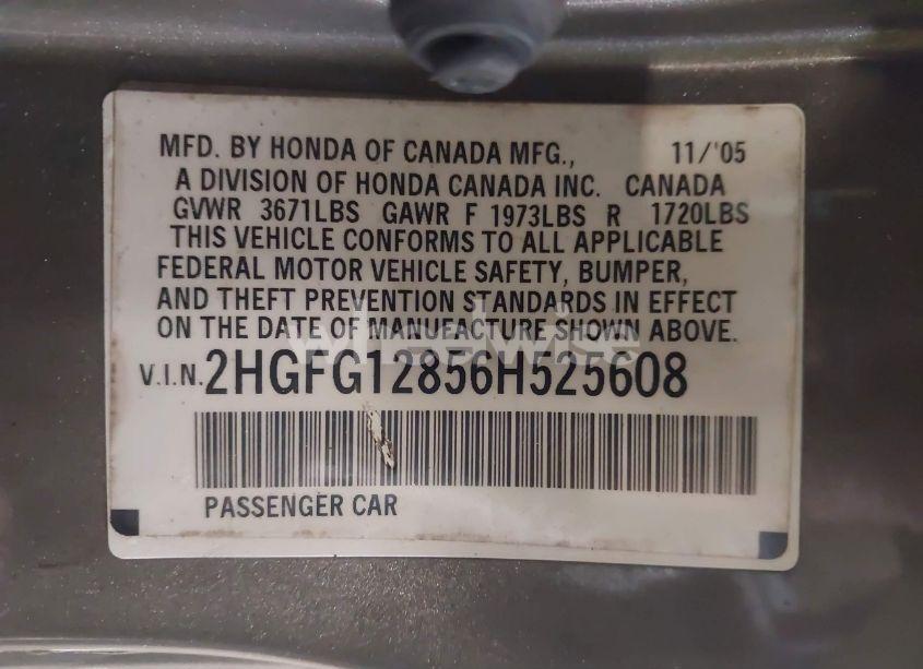Photo 9 of 2006 Honda Civic EX (VIN 2HGFG12856H525608)