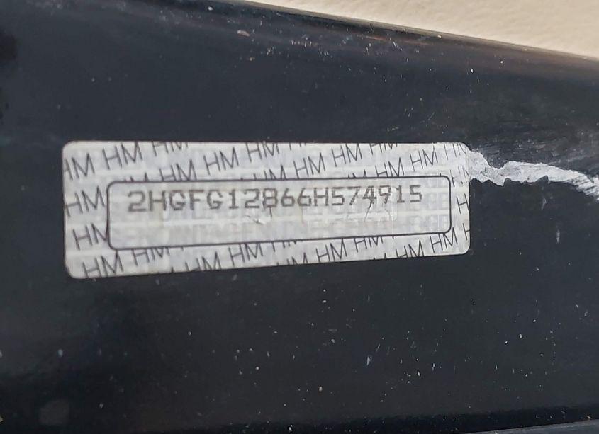 Photo 9 of 2006 Honda Civic EX (VIN 2HGFG12866H574915)