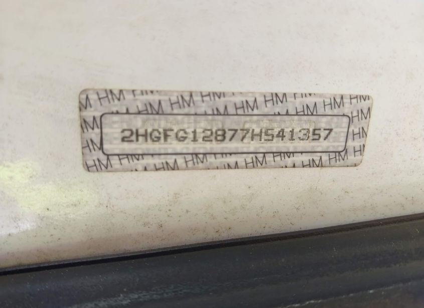 Photo 9 of 2007 Honda Civic EX (VIN 2HGFG12877H541357)