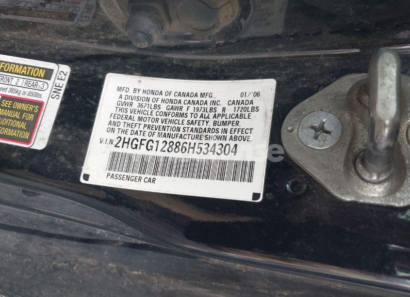 Photo 9 of 2006 Honda Civic EX (VIN 2HGFG12886H534304)