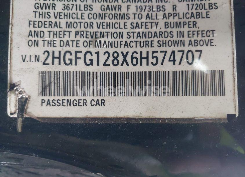 Photo 9 of 2006 Honda Civic EX (VIN 2HGFG128X6H574707)