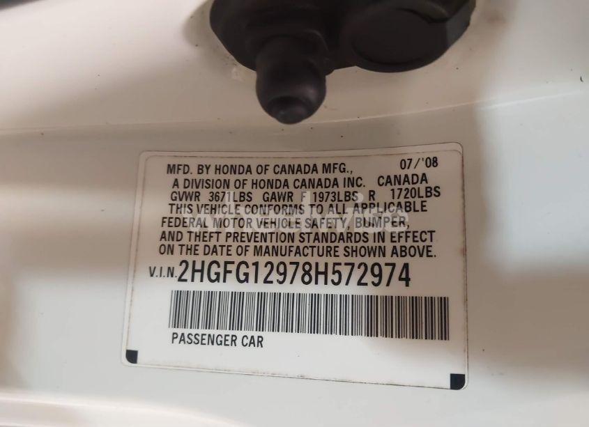 Photo 9 of 2008 Honda Civic EX-L (VIN 2HGFG12978H572974)