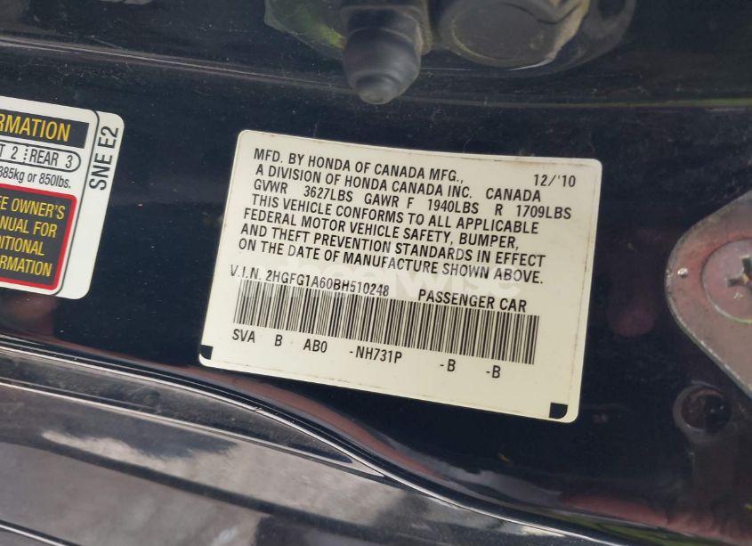 Photo 9 of 2011 Honda Civic LX (VIN 2HGFG1A60BH510248)