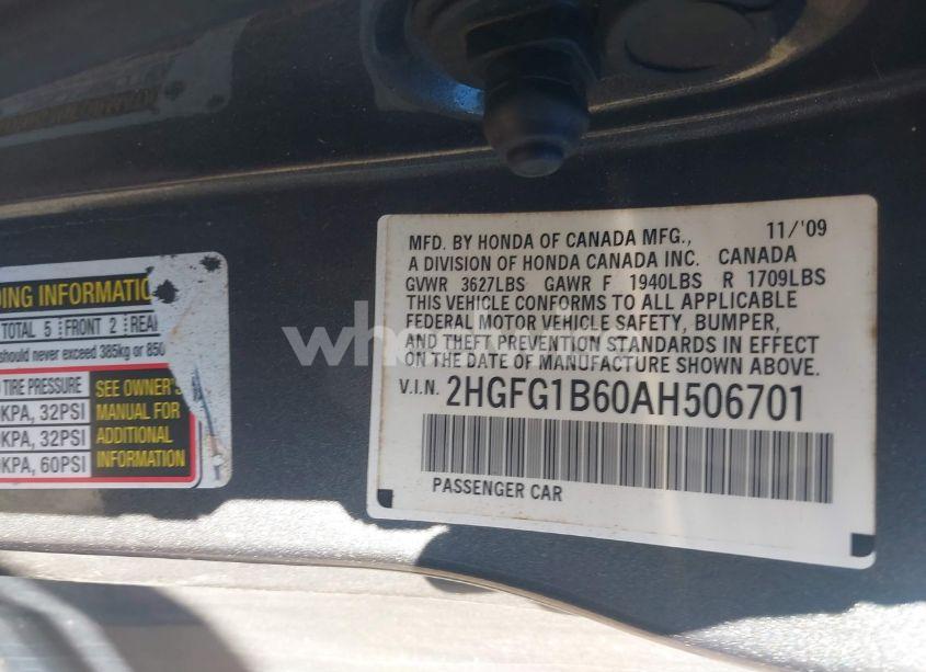 Photo 9 of 2010 Honda Civic LX (VIN 2HGFG1B60AH506701)