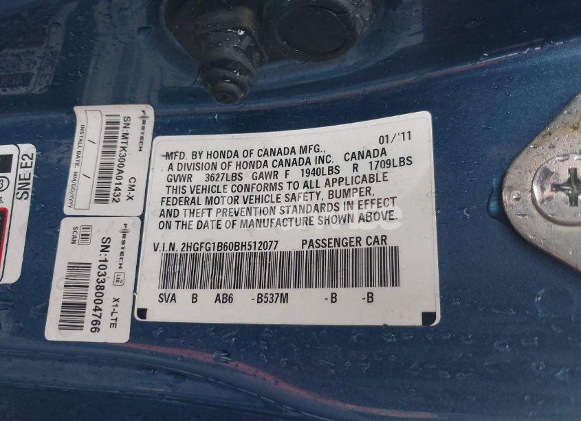 Photo 9 of 2011 Honda Civic LX (VIN 2HGFG1B60BH512077)