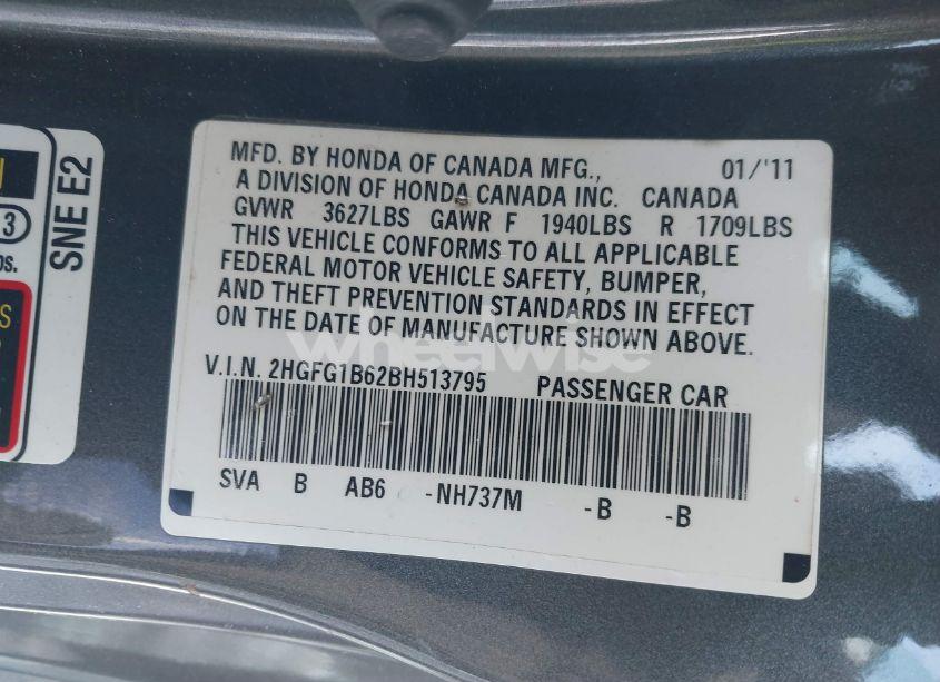 Photo 9 of 2011 Honda Civic LX (VIN 2HGFG1B62BH513795)