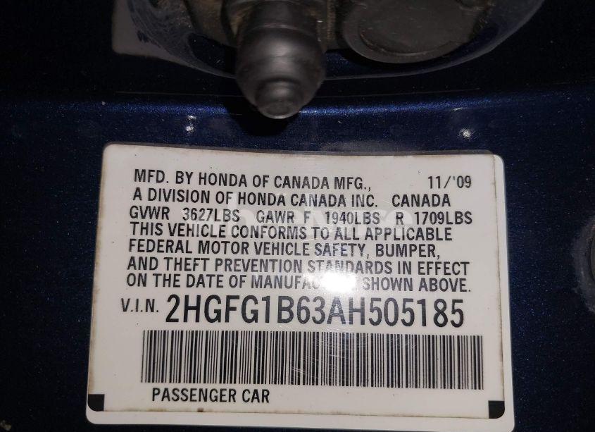 Photo 9 of 2010 Honda Civic LX (VIN 2HGFG1B63AH505185)