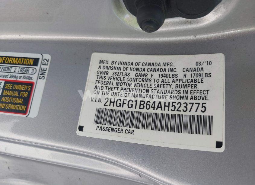 Photo 9 of 2010 Honda Civic LX (VIN 2HGFG1B64AH523775)