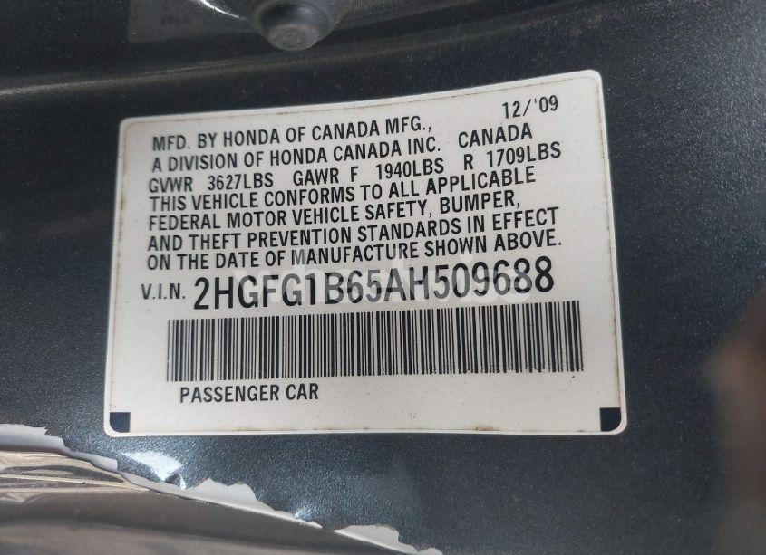 Photo 9 of 2010 Honda Civic LX (VIN 2HGFG1B65AH509688)