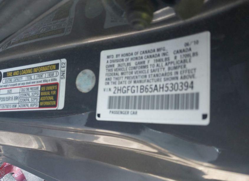 Photo 9 of 2010 Honda Civic LX (VIN 2HGFG1B65AH530394)