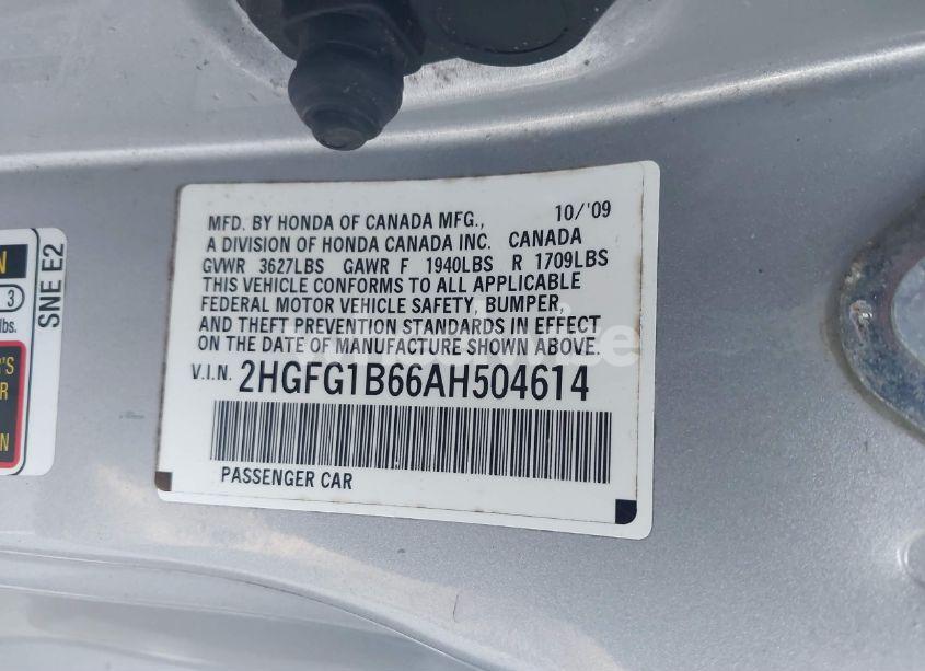 Photo 9 of 2010 Honda Civic LX (VIN 2HGFG1B66AH504614)