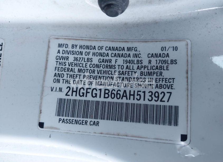 Photo 9 of 2010 Honda Civic LX (VIN 2HGFG1B66AH513927)