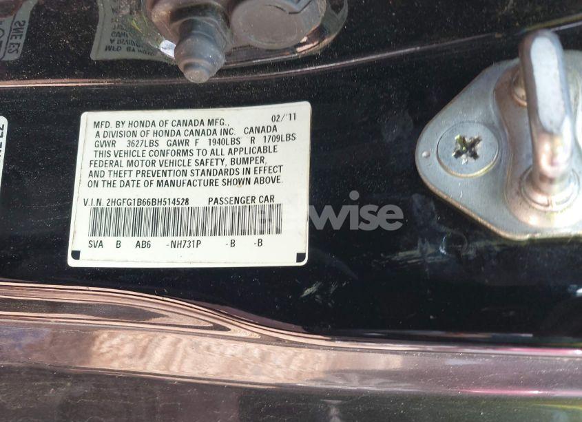 Photo 9 of 2011 Honda Civic LX (VIN 2HGFG1B66BH514528)